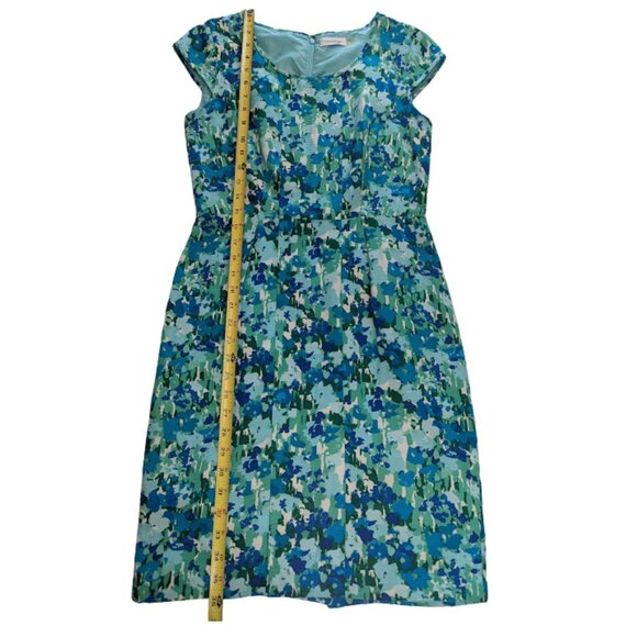 Calvin Klein Linen Blend Blue Green Floral Sheath Dress Classic Chic *SZ 4 - Picture 6 of 12